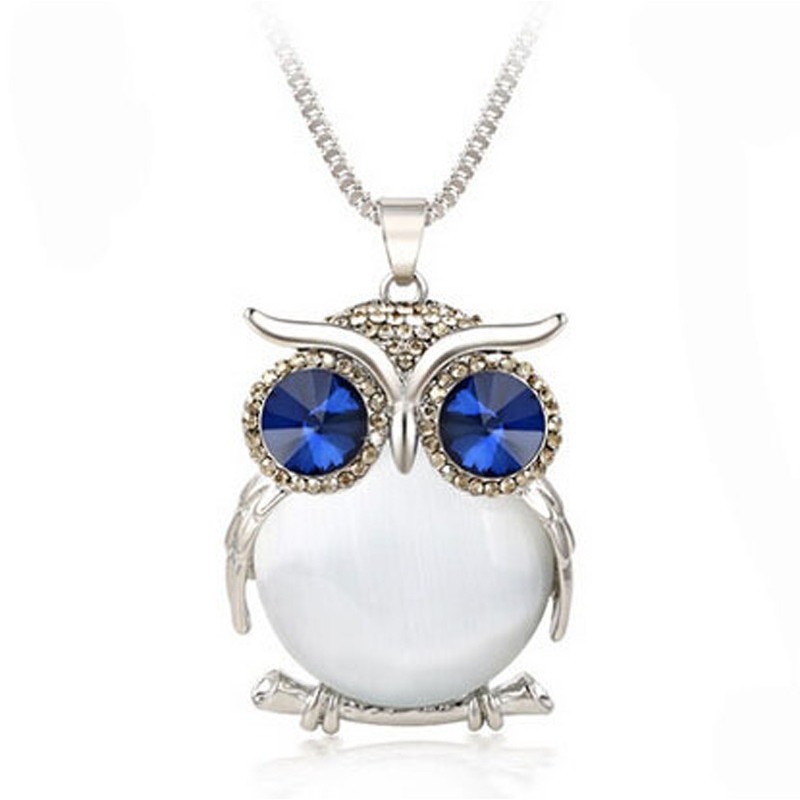 Silver necklace with crystal owlNecklaces