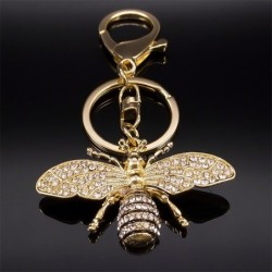 Golden keychain with a crystal beeKeyrings
