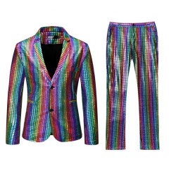 Men's suit - rainbow plaid sequinPants