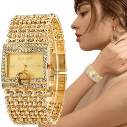 Elegant quartz horloge - brede kristallen armbandHorloges