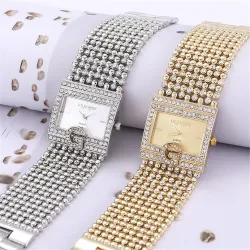 Elegant quartz horloge - brede kristallen armbandHorloges