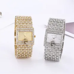 Elegant quartz horloge - brede kristallen armbandHorloges