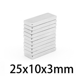 N35 - neodymium magneet - sterk rechthoekig blok - 25mm * 10mm * 3mmN35