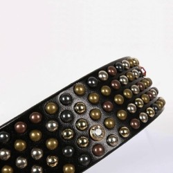 Leather belt - round rivets / crystalsBelts