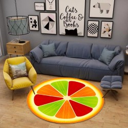 Decoratief rond vloerkleed - fruitpatroon - kleurrijk oranjeTapijten