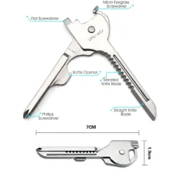 6 in 1 multifunctionele sleutel - roestvrijstalen multitoolSurvival gereedschap