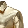 Modieus glanzend metallic overhemd met lange mouwenT-Shirts