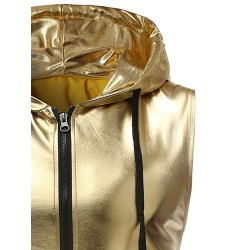 Glanzend metallic vest met capuchonJassen