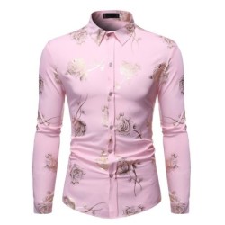Luxe shirt met lange mouwen - bedrukt met gouden rozenT-Shirts