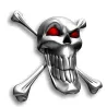 Silver red eyed skull - vinyl car stickerStickers