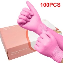 Disposable vinyl gloves - multipurpose - waterproof - food grade - pink - 100 piecesHealth & Beauty
