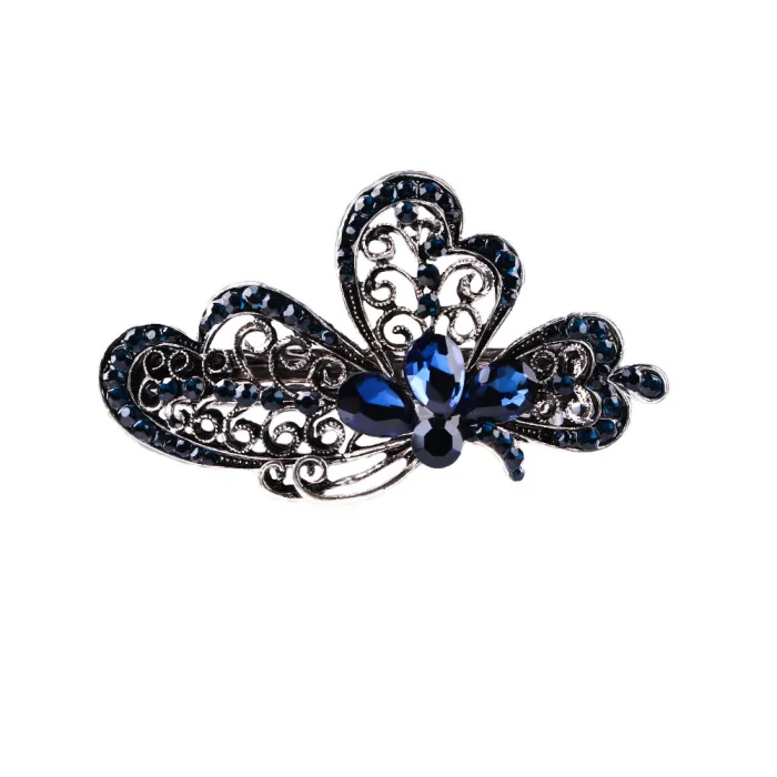 Elegante haarspeld - blauwe kristallen - bloemen - vlinders - strikkenHaarspelden