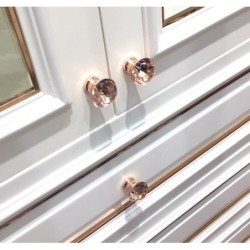 Rose gold furniture handles - knobs with crystal - 10 piecesFurniture