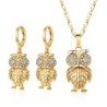 Golden jewellery set - with crystal owls - necklace / earringsJewellery Sets