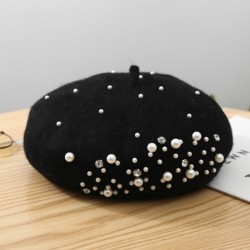 Knitted wool beret - with pearls / crystalsHats & Caps