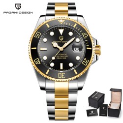 Pagani Design - automatisch edelstalen horloge - waterdicht - goud/zwartHorloges