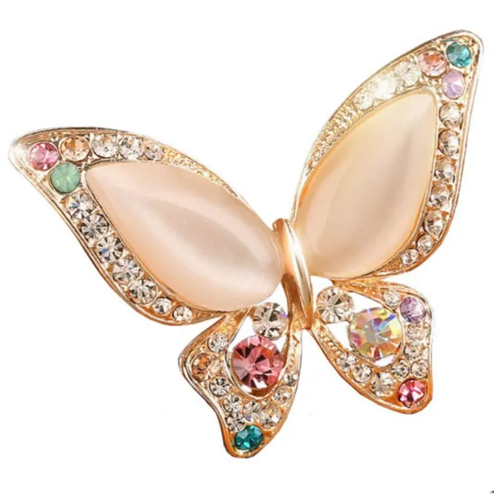 Vlinder broche - opaal / kristallenBroches