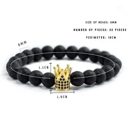 Armband met zwarte kralen - met een kroonArmbanden