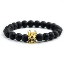 Armband met zwarte kralen - met een kroonArmbanden