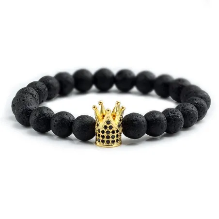 Armband met zwarte kralen - met een kroonArmbanden