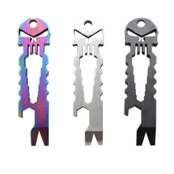 RVS multitool - flesopener - koevoet - moersleutel - met sleutelhanger - schedelvormMultitool & Zakmes