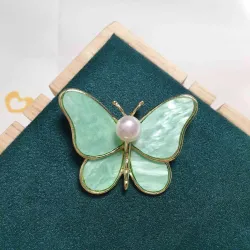 Shell butterfly with pearl - broochBrooches