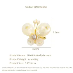 Pearl shell butterfly - with crystals / pearlsBrooches