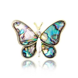 Kleurrijke schelp vlinder - met kristal - brocheBroches