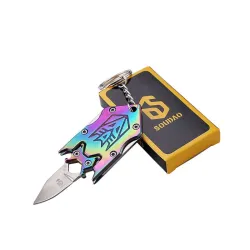 Mini opvouwbaar zakmes - met sleutelhanger - RVSMultitool & Zakmes
