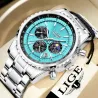 LUIK - luxe quartz horloge - lichtgevend - edelstaal - waterdicht - turkooisHorloges