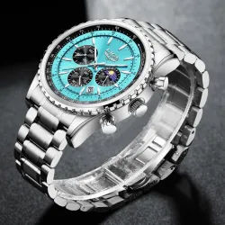 LUIK - luxe quartz horloge - lichtgevend - edelstaal - waterdicht - turkooisHorloges