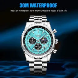 LUIK - luxe quartz horloge - lichtgevend - edelstaal - waterdicht - turkooisHorloges