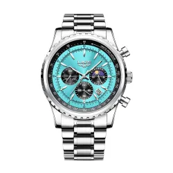 LUIK - luxe quartz horloge - lichtgevend - edelstaal - waterdicht - turkooisHorloges