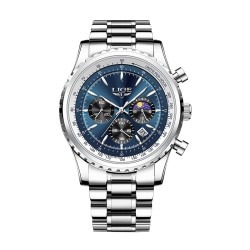 LUIK - luxe quartz horloge - lichtgevend - edelstaal - waterdicht - blauwHorloges