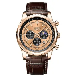 LUIK - luxe edelstalen quartz horloge - lichtgevend - lederen band - waterdicht - roségoudHorloges