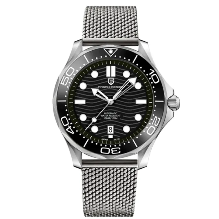 PAGANI DESIGN - mechanisch horloge - roestvrij staal - mesh band - waterdicht - zwartHorloges