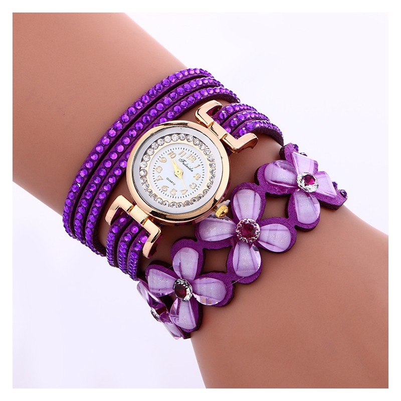 Meerlagige kristallen armband - met horlogeArmbanden