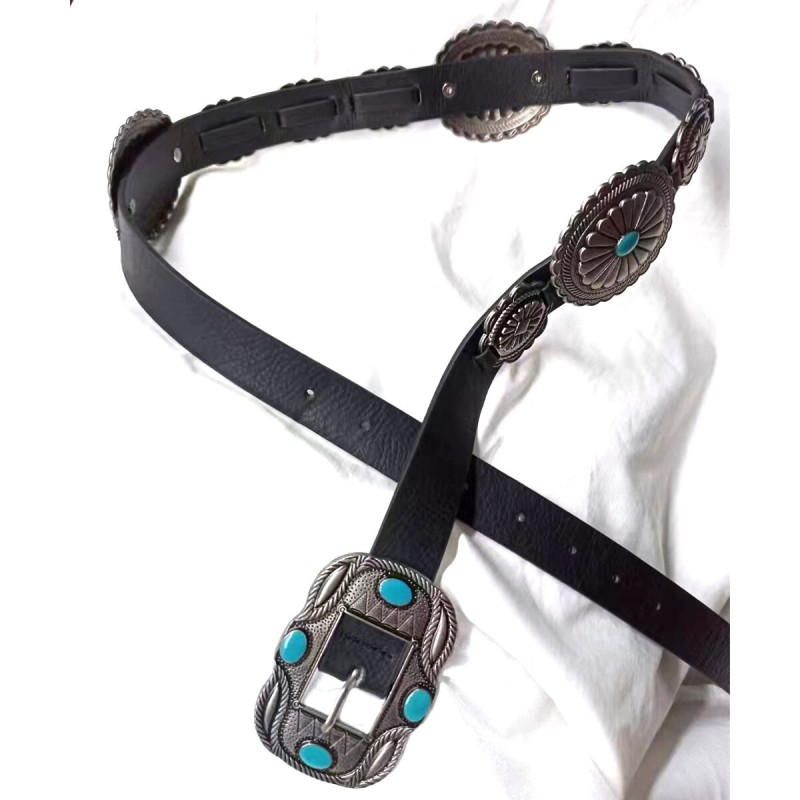 Cowboy style leather belt - with metal decorationsBelts