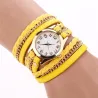 Meerlaagse lederen armband - met een rond quartz horlogeArmbanden
