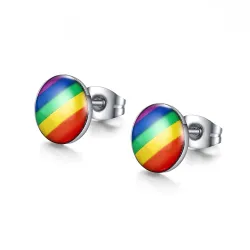 Regenboog ronde oorknopjesOorbellen