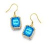 Gouden oorbellen met blauw kristal topaas / strass steentjesOorbellen