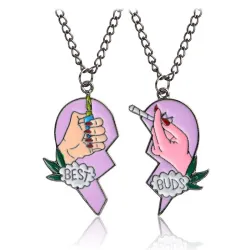 Hartvormige hanger met ketting - "Best Friends" - 2 stuksHalskettingen