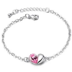 Zilveren armband - met een hartje / kristalArmbanden