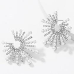 Sunflower shaped earrings - with crystals / pearlsEarrings