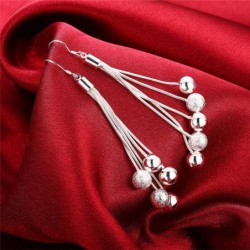 Long silver earrings - chains with beadsEarrings