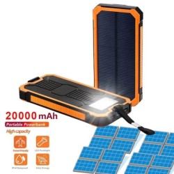 Solar powerbank - batterijlader - dubbele USB - waterdicht - 20000mAhPowerbanks