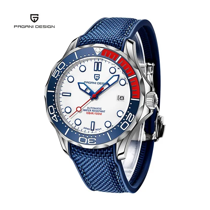 PAGANI DESIGN - modieus automatisch horloge - nylon band - witHorloges