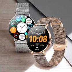 Elegante smartwatch - ultradun - 1,36" - AMOLED - HD-display - waterdicht - roestvrij stalen gaasbandSmart-Wear