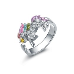 Sieradenset met kristallen eenhoorn - collier - armband - ring - oorbellenSieradensets