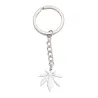 Zilveren sleutelhanger met esdoornblad hangerSleutelhangers